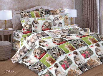 Комплект постельного белья 1,5-спальный, бязь  ГОСТ (Галерея кошек)
